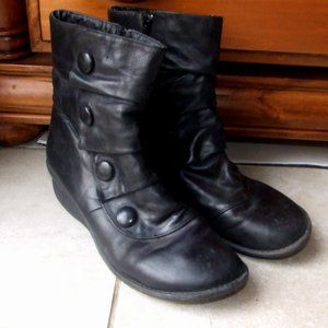 Real Black LEATHER Short BOOTS Womens Size 9